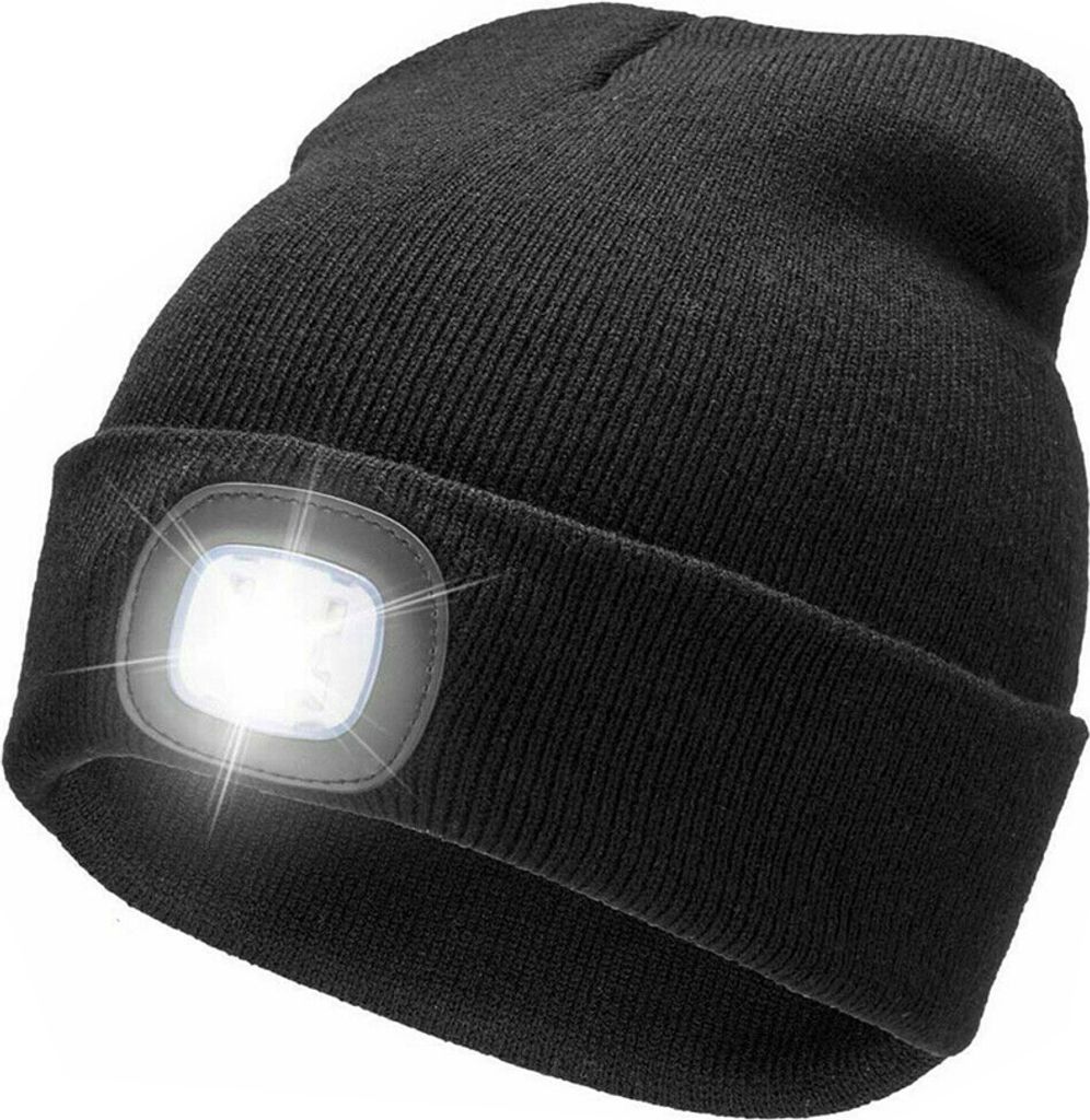 Uni warme LED-Licht batteriebetriebene Beanie Hat Cap für Outdoor-Jagd Camping schwarz