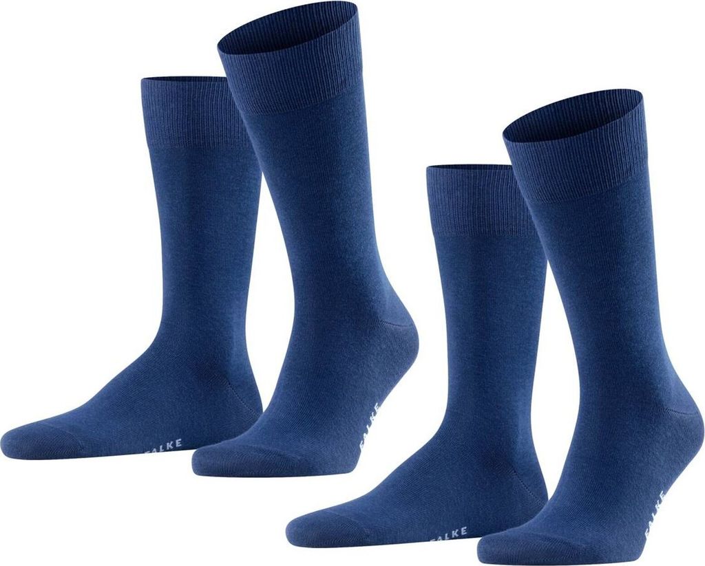 FALKE Herren Socken, 2er Pack - Happy, Kurzsocken, Baumwolle Blau 43-46