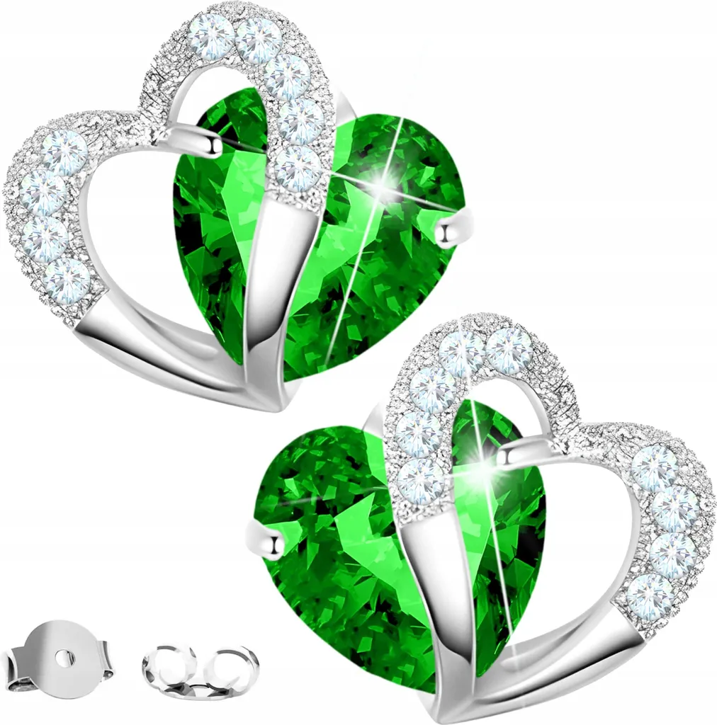 Orecchini Argento 925 Cuore Verde Zirconi - Lusso Accessibile Online