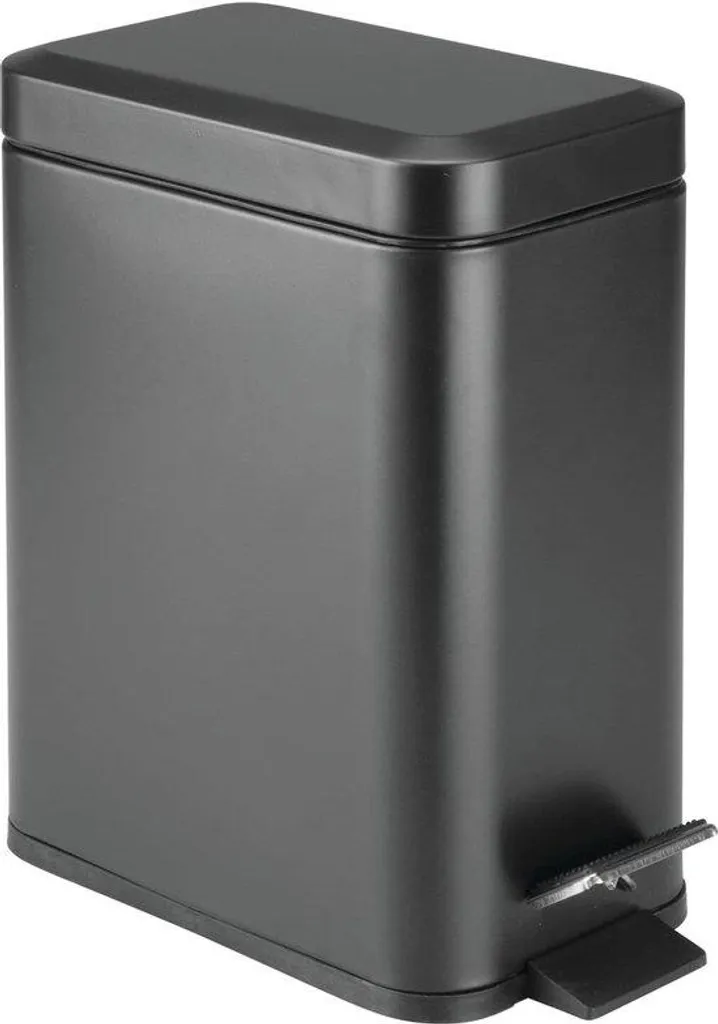 Poubelle à pédale noire 5L pour salle de bain et bureau - Design mat