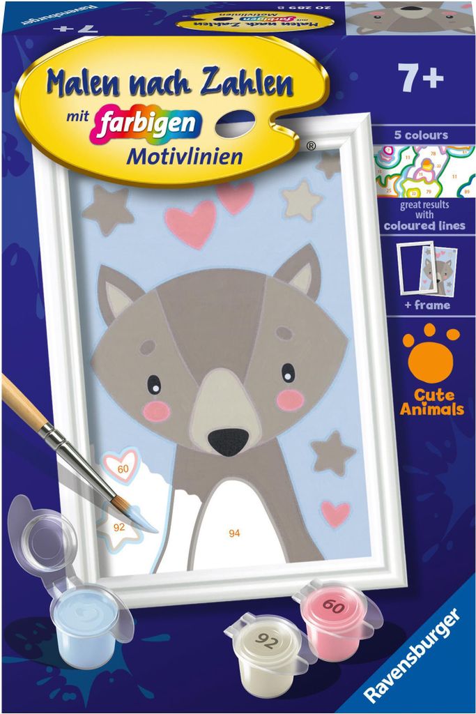Ravensburger Malen nach Zahlen 20289 - Kleiner Wolf - Kinder ab 7 Jahren