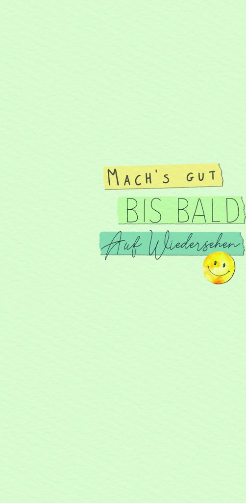 Abschied Karte mit Briefumschlag Mach's gut, Bis Bald, Auf Wiedersehen