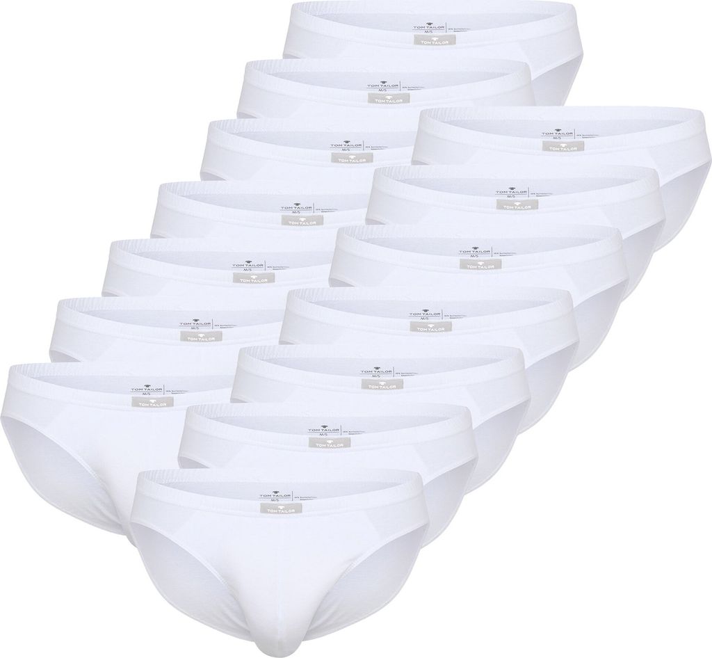 TOM TAILOR Herren Slips, 14er Pack - Mini-Slip, Briefs, Pure Baumwolle, Jersey, uni Weiß XL
