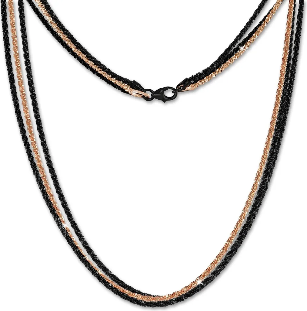 Collier SilberDream 45cm en Argent 925 Doré Torsadé Rose Noir SDK23745S