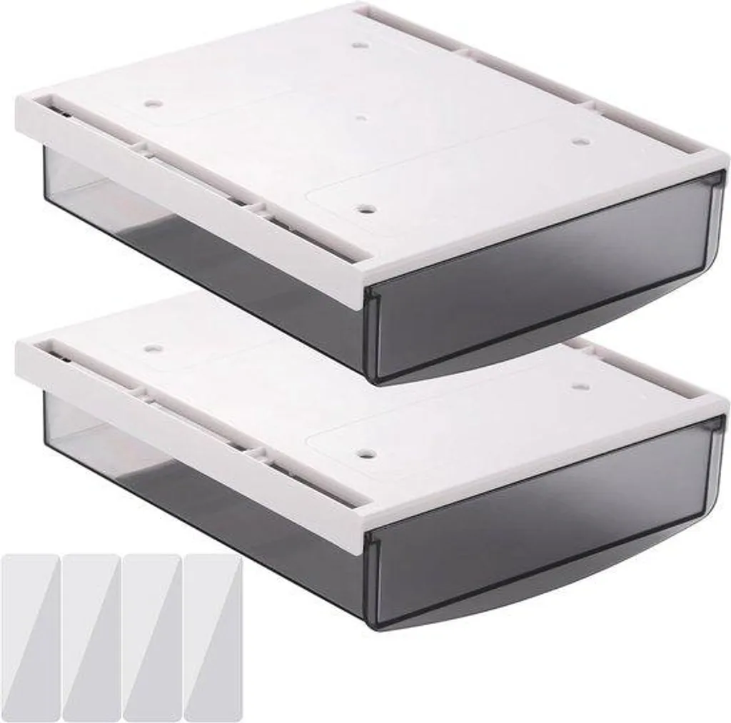 2 tiroirs transparents sans perçage pour meuble de cuisine et bureau