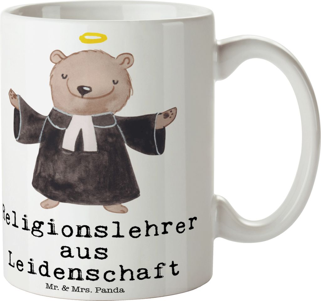 Mr. & Mrs. Panda Bedruckte Tasse Religionslehrer Leidenschaft - Weiß - Geschenk, Lustig, Becher, Grundschule, Spruch, mit Motiv, cappuccinotasse, ...