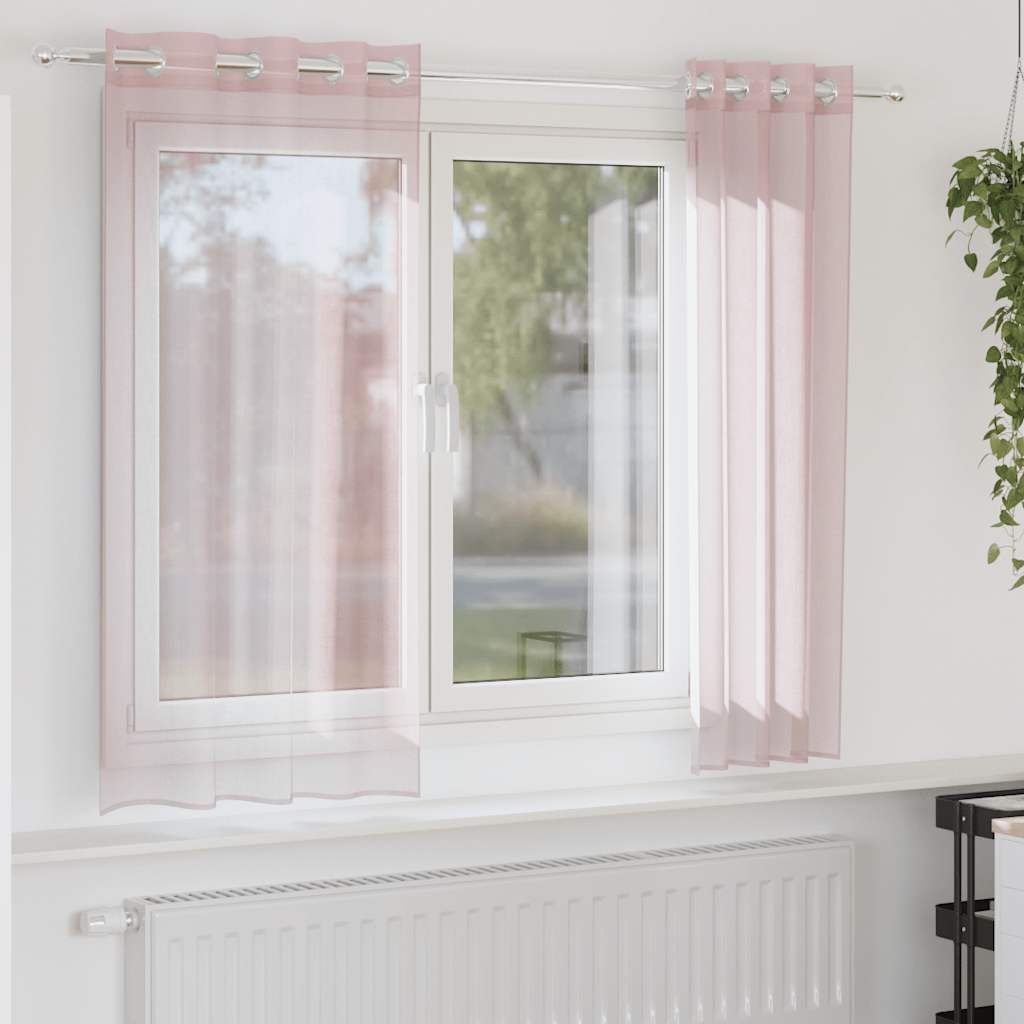 "2026 Promotion" Voile Vorhänge, Gute Qualität, mit Ösen 2 Stk. Hellrosa 140x175 cm - Gardinen & Vorhänge MM706