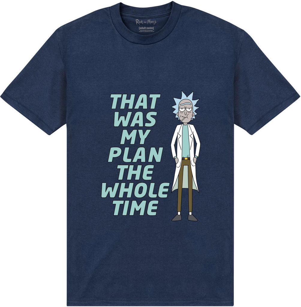 Rick And Morty - "My Plan" T-Shirt für Herren/Damen Uni PN158 (3XL) (Marineblau)