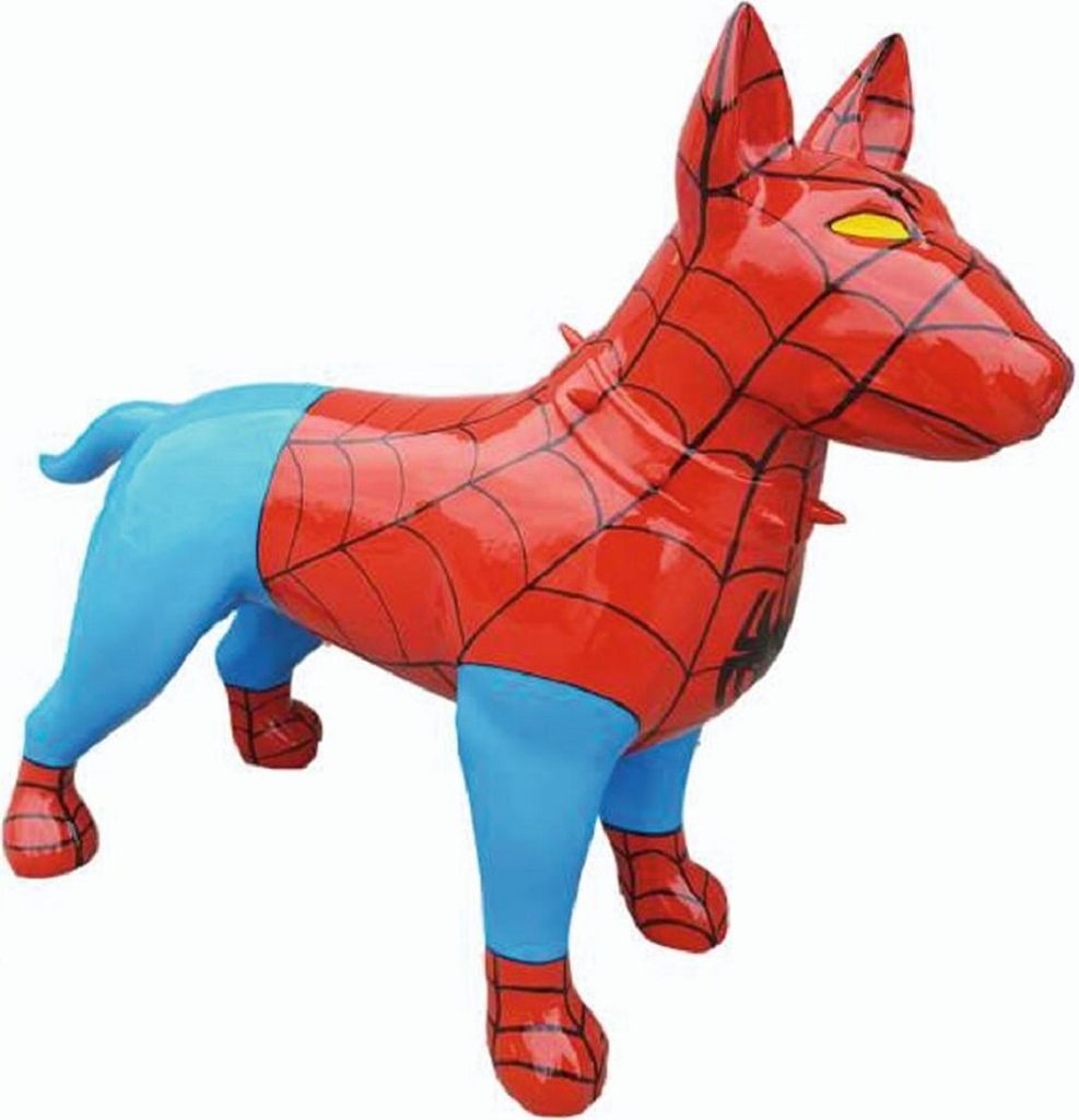 Casa Padrino XXL Deko Figur Hund Rot / Blau / Schwarz 116 cm - Garten Deko Skulptur