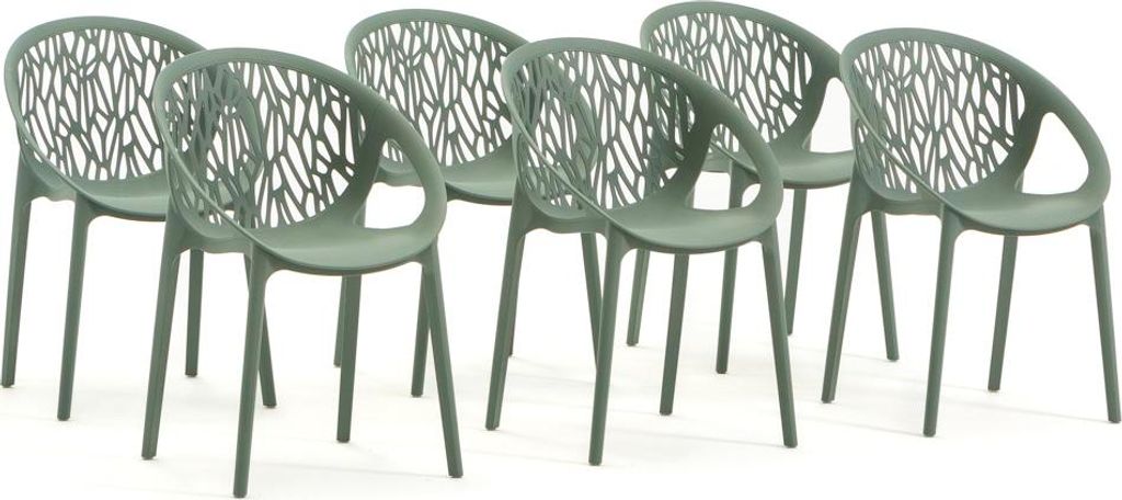 6er-Set stapelbare Stühle aus glasfaserverstärktem Harz für Außenbereich, Garten, Bars und Restaurants – elegantes, modernes, von der Natur i...