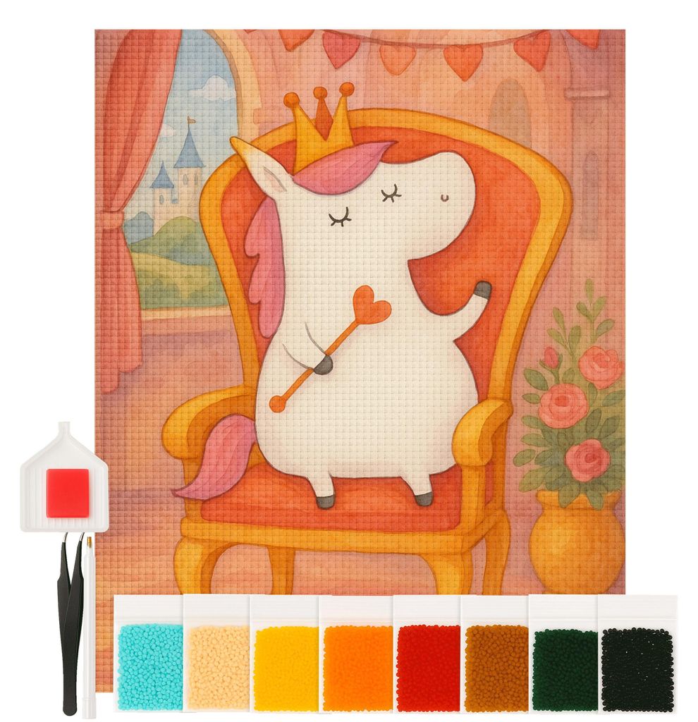 Mr. & Mrs. Panda Diamond Painting Einhorn Prinzessin Design 40 x 50 cm Ohne Rahmen - Weiß - Geschenk, Unicorn, diamant bilder, mosaik, Monat, 5d, ...
