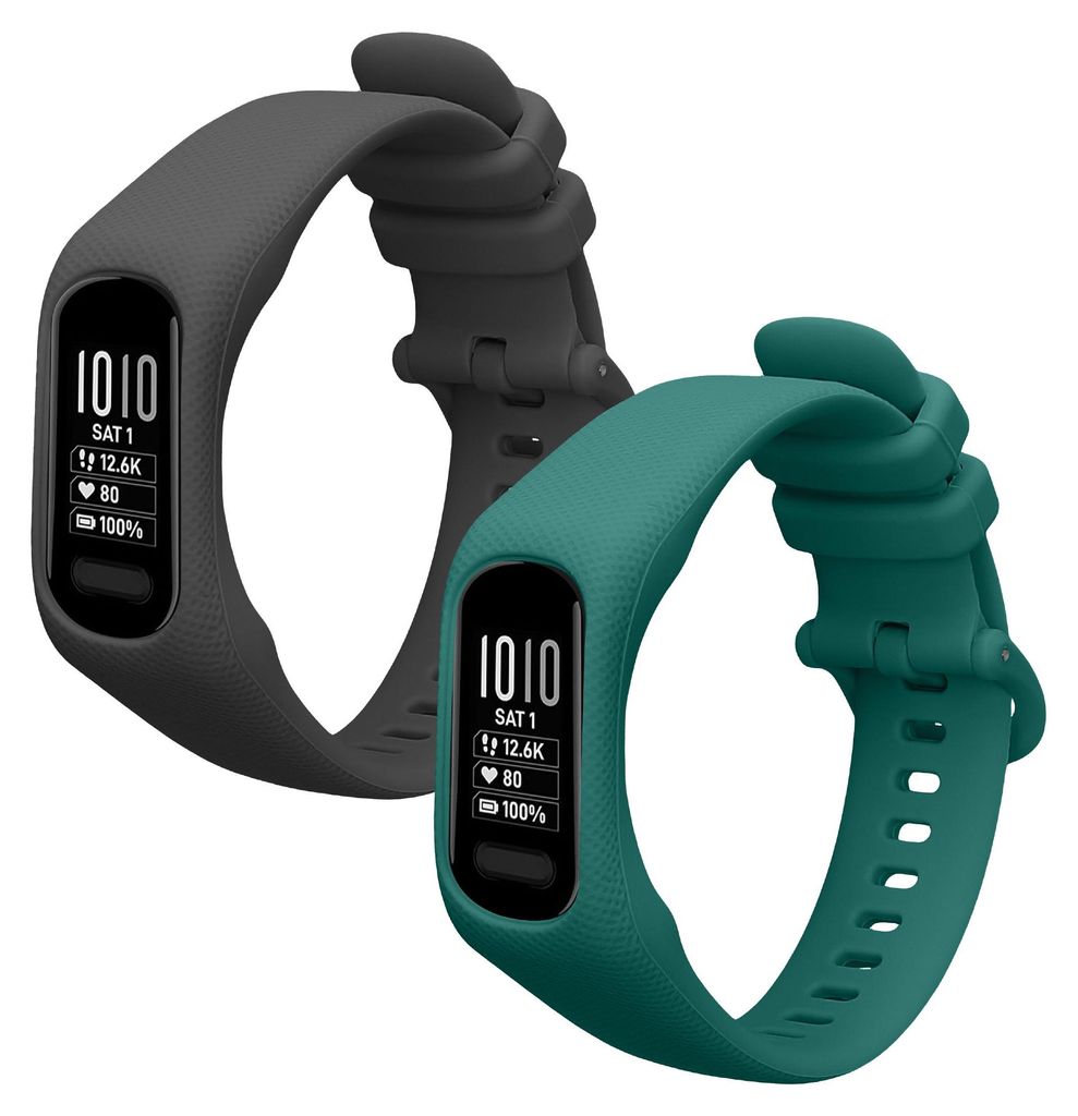 kwmobile 2x Uhrenarmband für Garmin vivosmart 5 / Smart 5 Armband - Fitnesstracker Band Set aus TPU Silikon - Ersatzarmband Smartwatch - Dunkelgrau