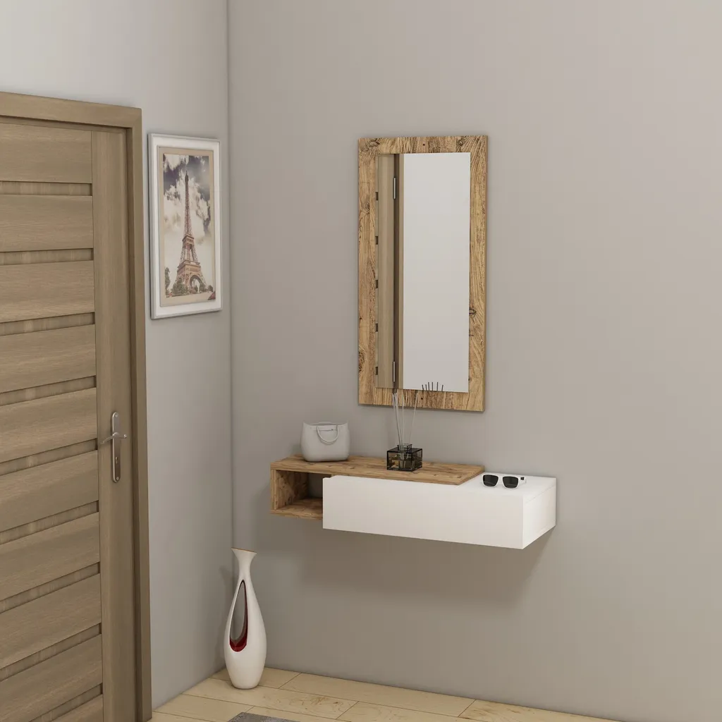 Buffet Design pour Entrée et Petit Salon Style Pin Atlantique et Blanc