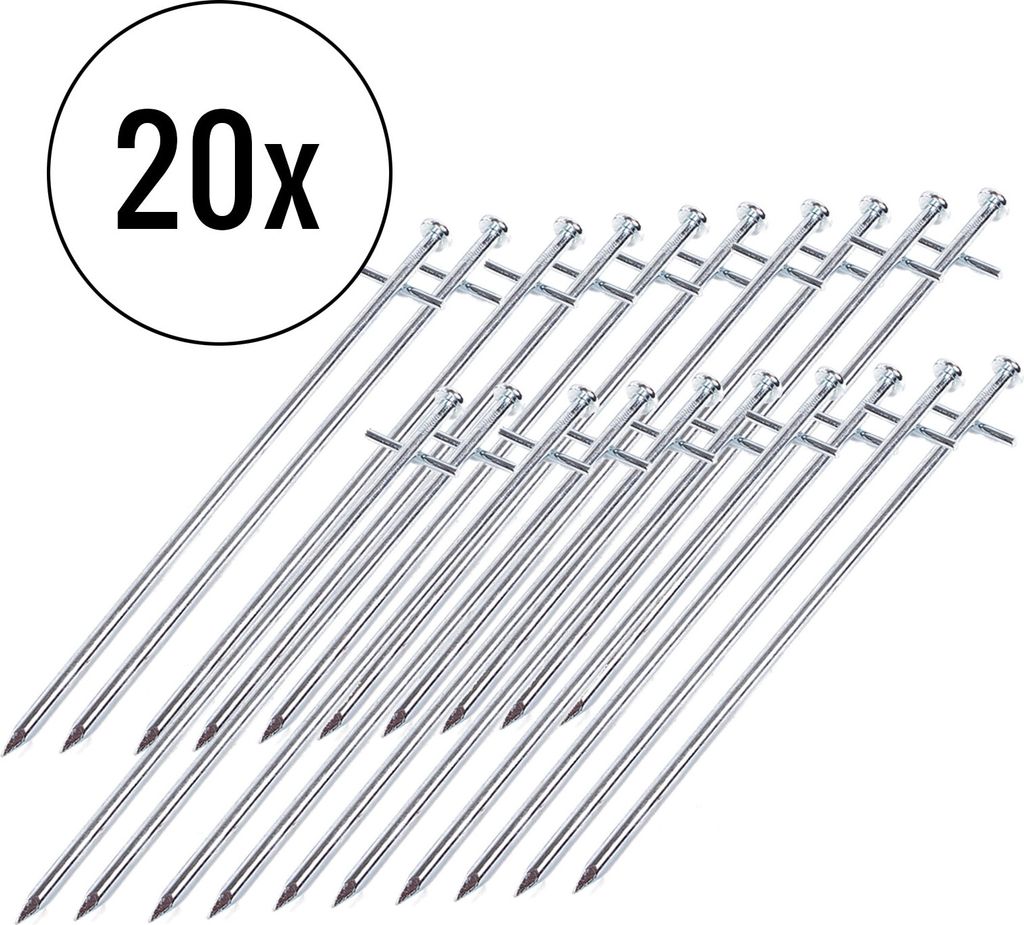Zeltheringe für Hartböden 20er Set, silber, 23 cm, Stahl