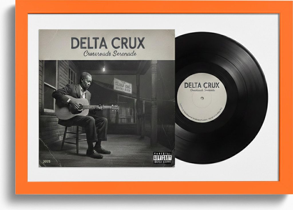 K-Möbel Schallplatten Rahmen Orange 40x60cm 2er Set mit weißem Passepartout - Germany - Vinylrahmen aus Echtholz für die Vinyl & Cover