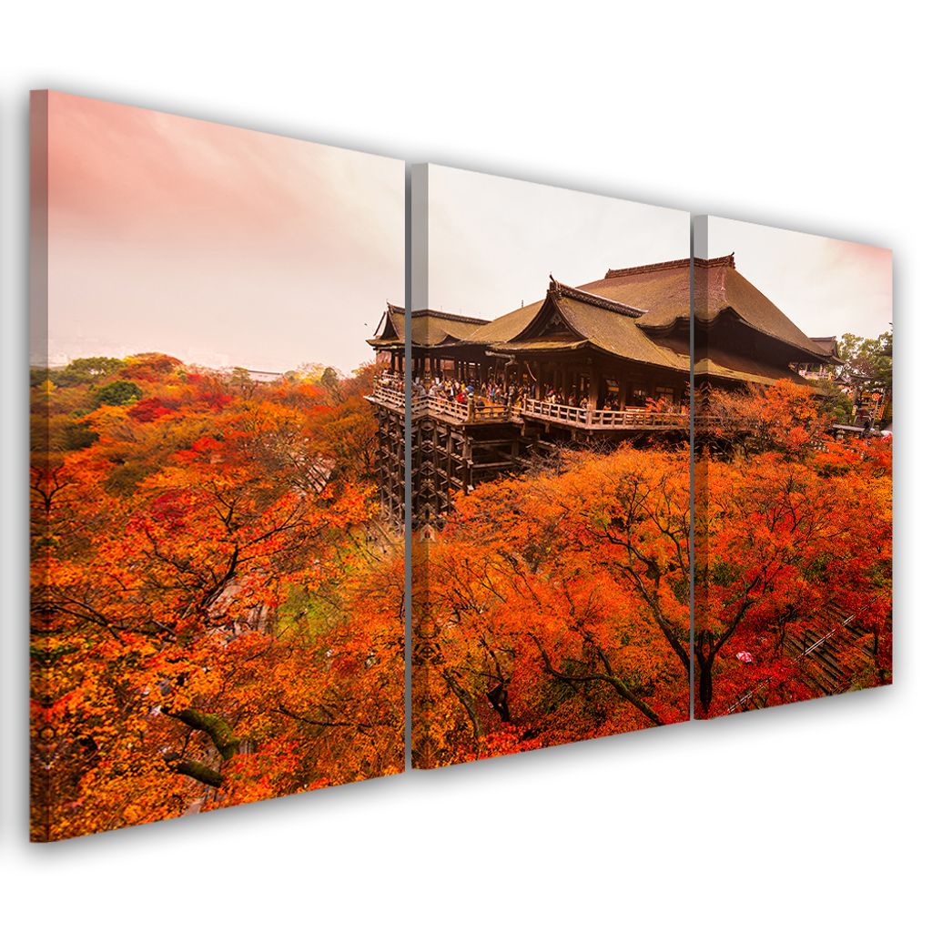 Triptychon auf leinwand braun städte & architektur 150x100 cm Feeby braun wandbild bereit zum aufhängen