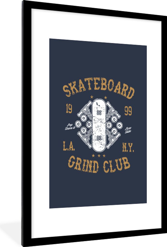 MuchoWow MuchoWow Gerahmtes Poster Skateboard - Retro - Zitat 60x90 cm - Poster mit zchwarzem Bilderrahmen - Dekoration - Wandposter Wohnzimmer...