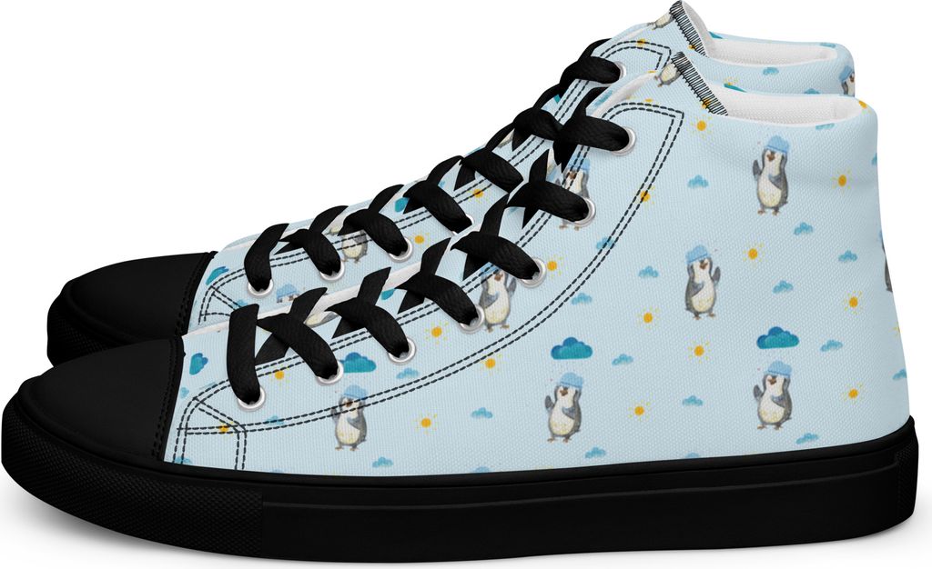 Mr. & Mrs. Panda Damen Sneaker Black Edition Pinguin Duschen Größe 41 - Blau - Geschenk, Schwarz, Dusche, Schwarzer, Duschkonzert, Schwarze Sneak...