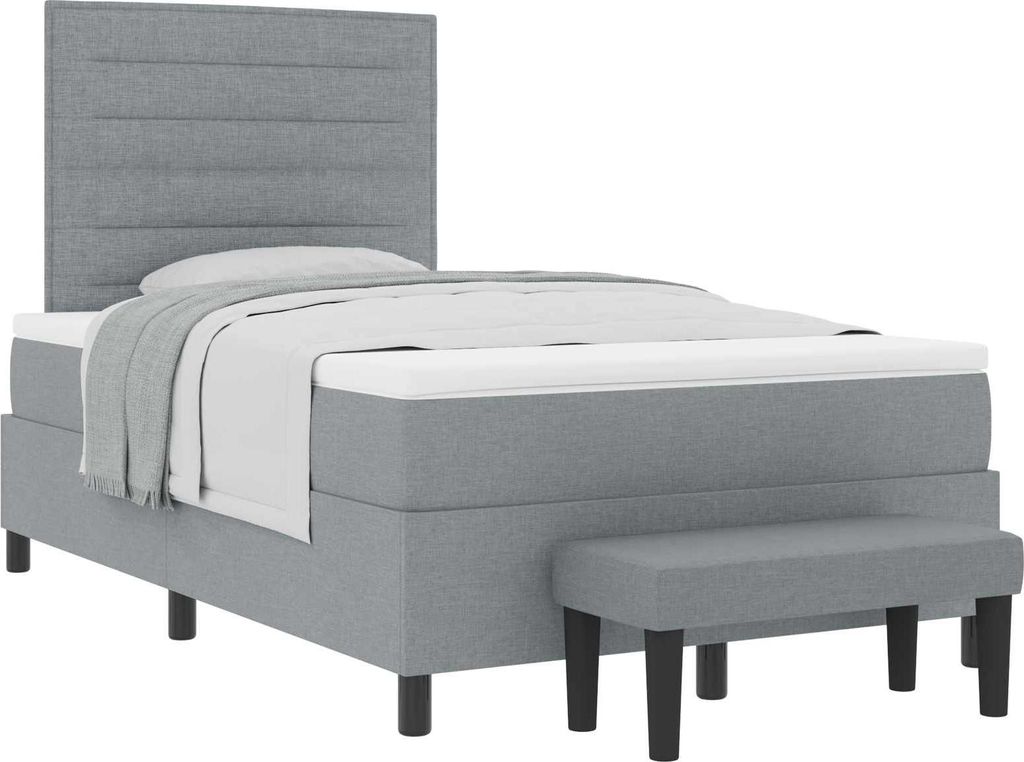 Boxspringbett mit Matratze Hellgrau 120 x 200 cm Stoff