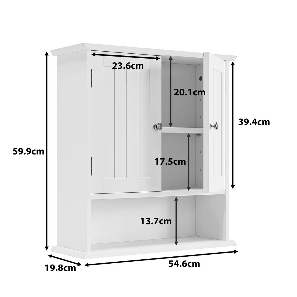 Mobiletto Portaoggetti Bagno 2 Ante | Scaffale Bianco Multiuso - 4