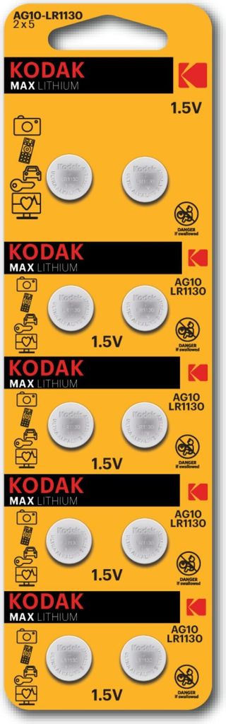 KODAK Max Alkaline Batterie AG10 / LR54 / LR1130 / 389 / 1,5V / BP10