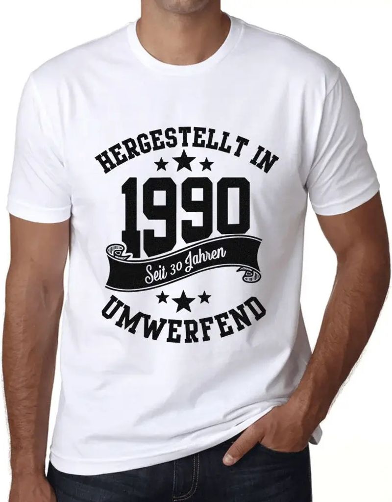 Herren Grafik T-Shirt Hergestellt In 1990 Geschenk 34. Geburtstag Jahrestag 34 Jahre Jubiläum 34 Jährige Mann Jahrgang 1990 Kurzarm Lustige Druck