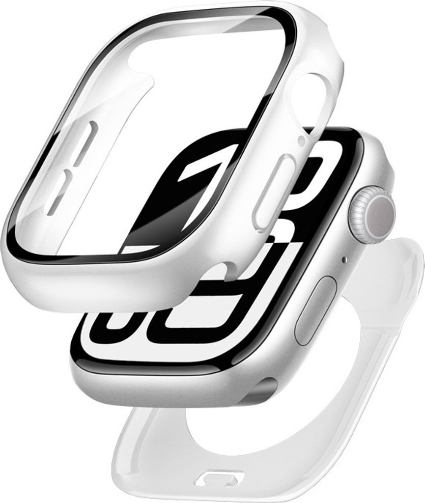 INF Schlanke silberne PC-Hülle mit gehärtetem Glas für Apple Watch 42 mm