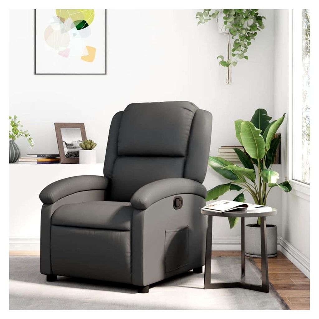Relaxsessel Grau Kunstleder, Fernsehsessel, Kinosessel, Gaming Couch