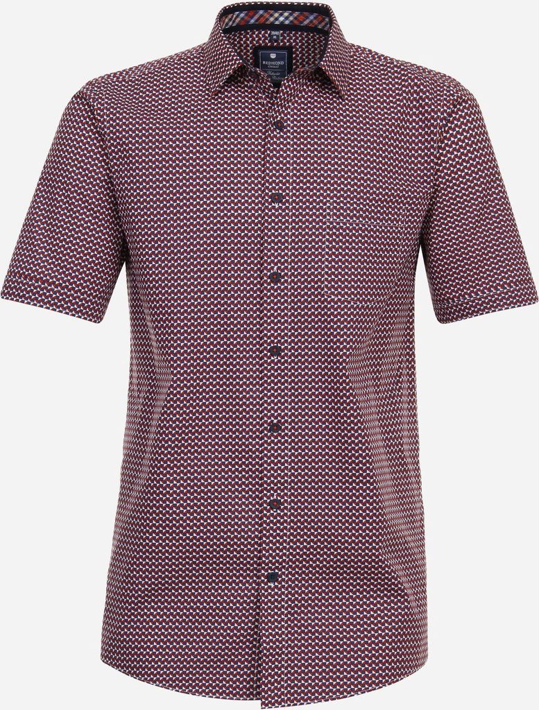 REDMOND Herren Freizeithemd Kurzarm Kent Comfort Rot gemustert M