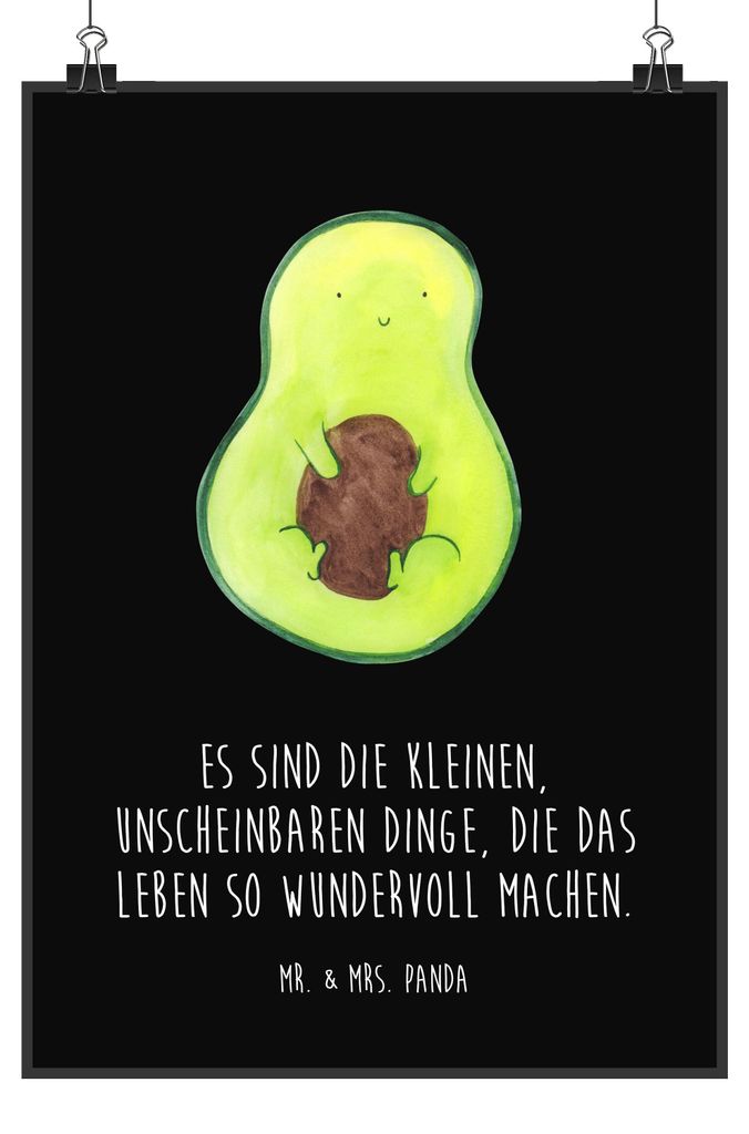 Mr. & Mrs. Panda Bild Avocado Kern DIN A0 - Kreidetafel - Geschenk, drucke, Pflanze, Plakat, Liebe, Baby, Wanddeko, Spruch Leben, Wanddekoration