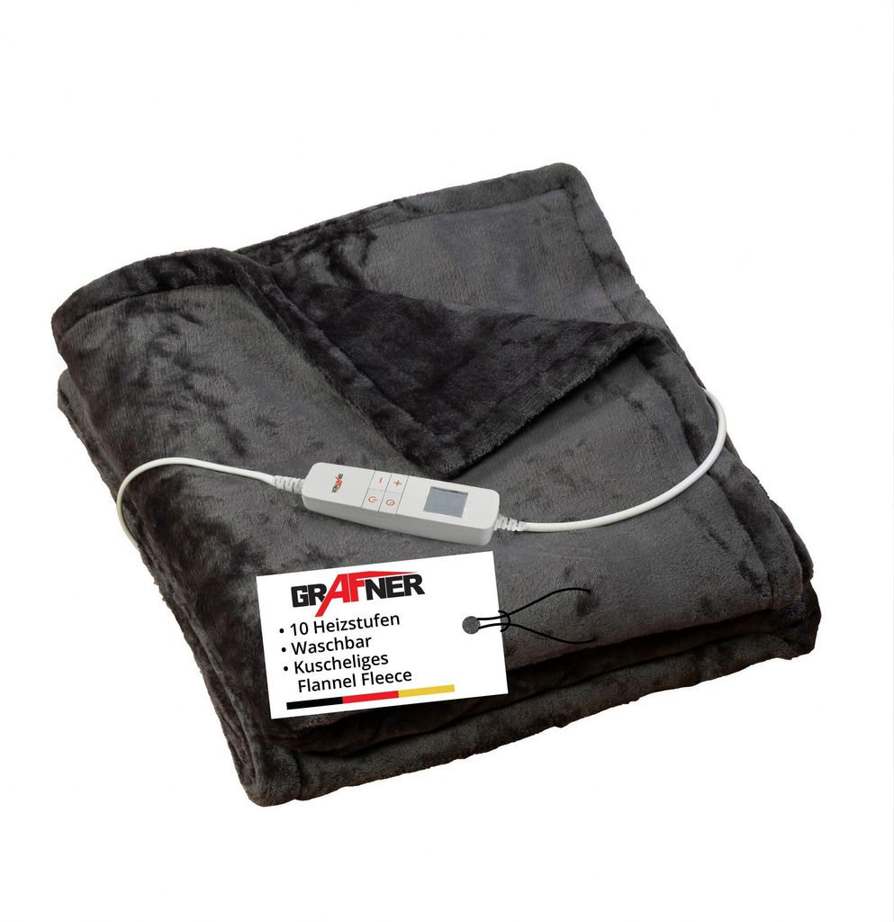 Grafner® Wärmedecke Heizdecke Flannel Fleece 200 x 180 cm Produktbild 
