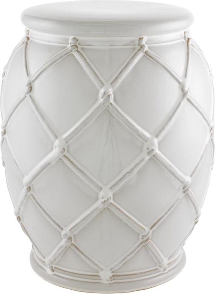 Casa Padrino Keramik Trommel Antik Weiß Ø 35 x H. 46 cm - Luxus Kollektion
