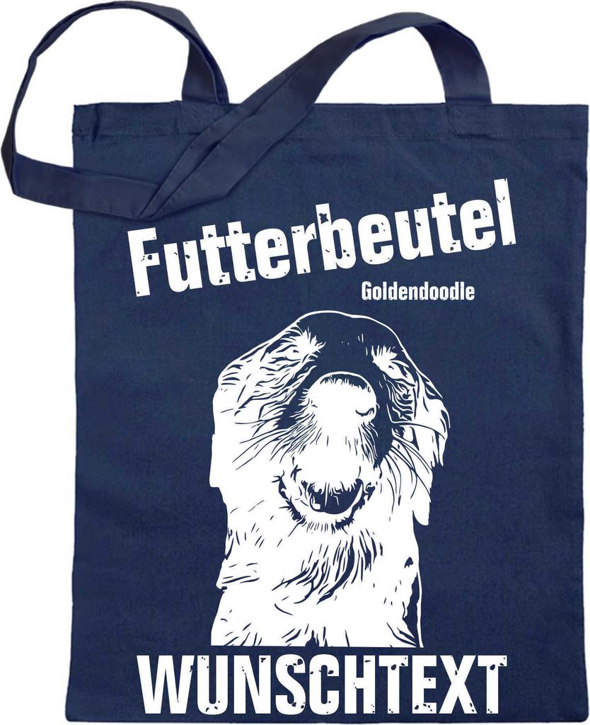 Kiwistar Futterbeutel - Goldendoodle - Einkaufsbeutel Wunschtext mit Motiv Hund - Jutebeutel bedruckt - Tragetasche Stoffbeutel Umhängetasche Lang...