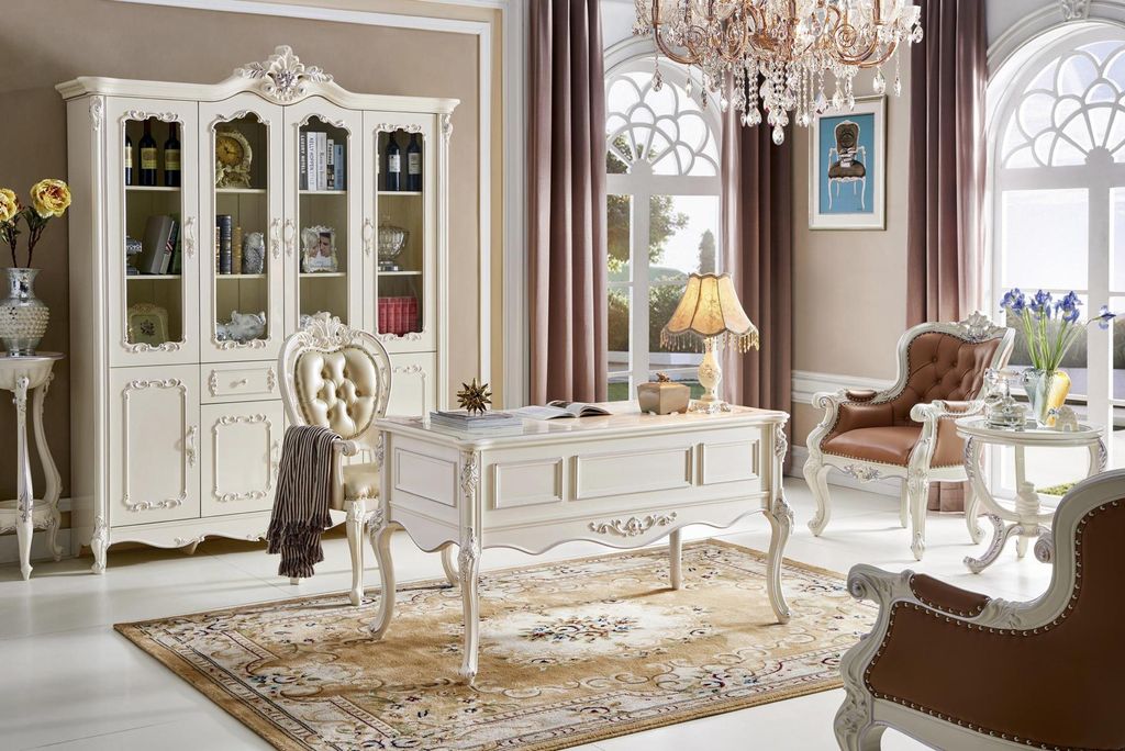 Schreibtisch Büro Klassischer Design Echtholz Tische Barock Rokoko Computer