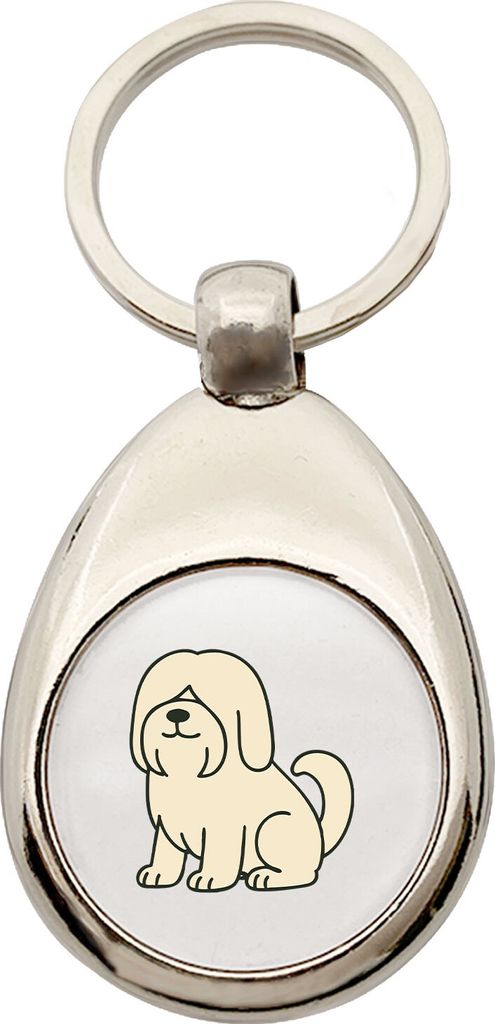 Huuraa Schlüsselanhänger Lhasa Apso Comic Lhasie Metall Schlüsselring Einkaufswagenchip Geschenkidee