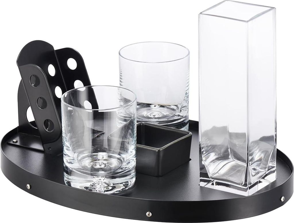 Stilvolles Whiskyglas- und Karaffenset - 3-teilig - Metallbasis - Perfektes Geschenk