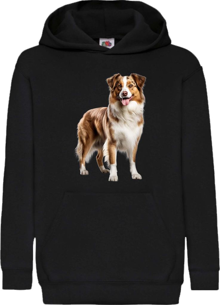 Kinder Kapuzenpullover Dogs Breeds Shetland Sheepdog Dog Breed 005, 7-8 Jahr - 128 / Schwarz