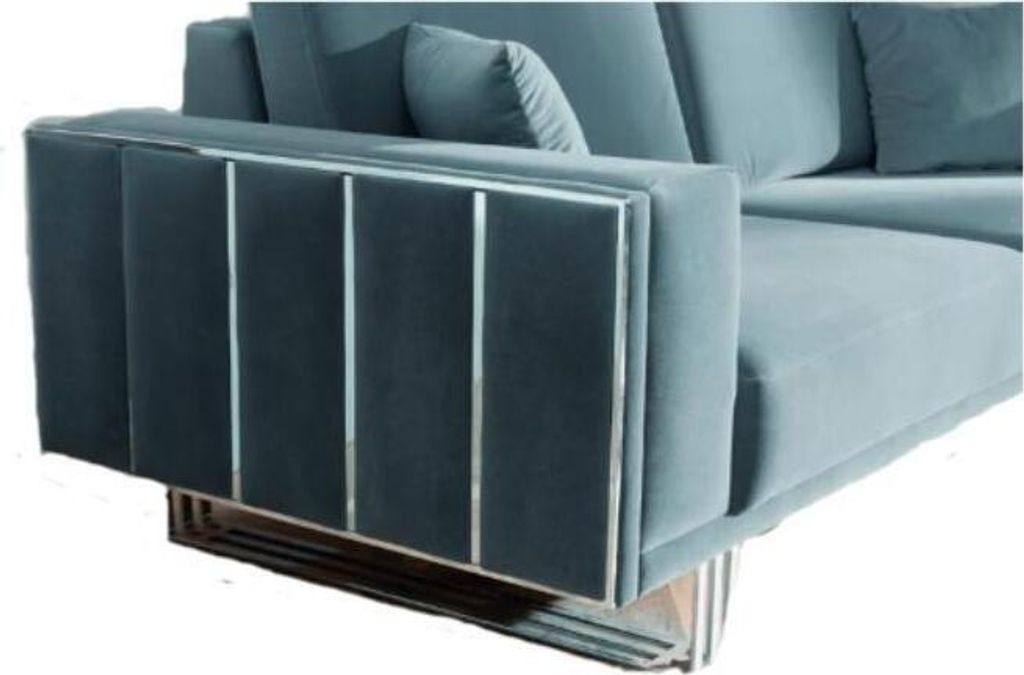 Sofa 3 Sitzer blau Farben Couch Polster Wohnzimmer Sofas Design Edelstahl