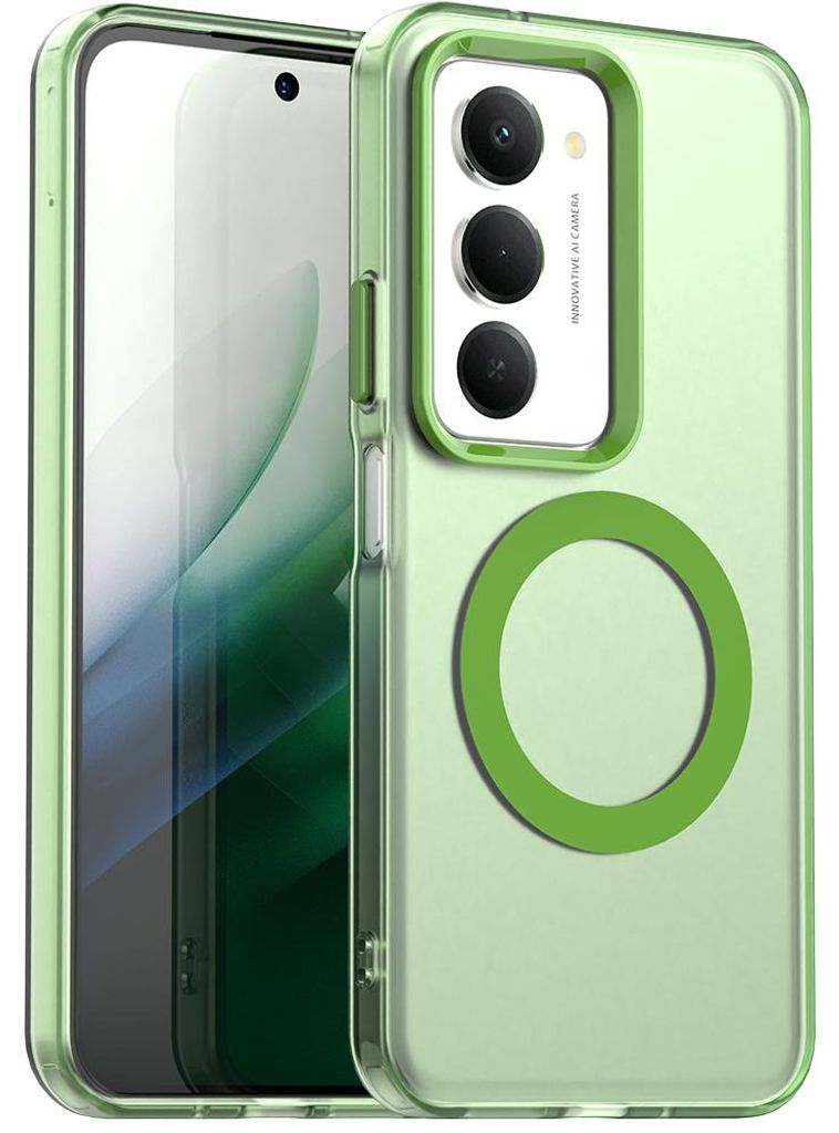 Magnetisch Hülle für Xiaomi Redmi 15 5G/4G, Schlank Durchscheinend Matt Stoßfest Handyhülle Grün