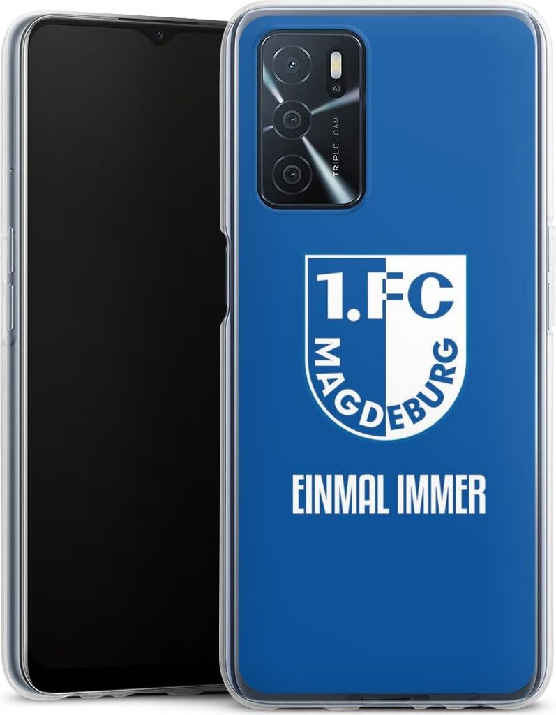 DeinDesign Handyhülle für Oppo A16 4G Silikon Hülle Case Smartphone Schutzhülle Offizielles Lizenzprodukt Wappen 1. FC Magdeburg
