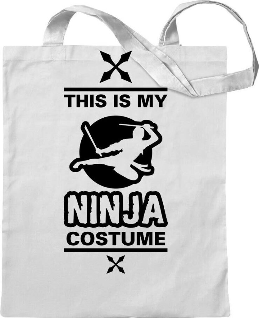 Kiwistar - Baumwolltasche - weiss - This is my Ninja Costume - Tragetasche Stoffbeutel Umhängetasche langer Henkel