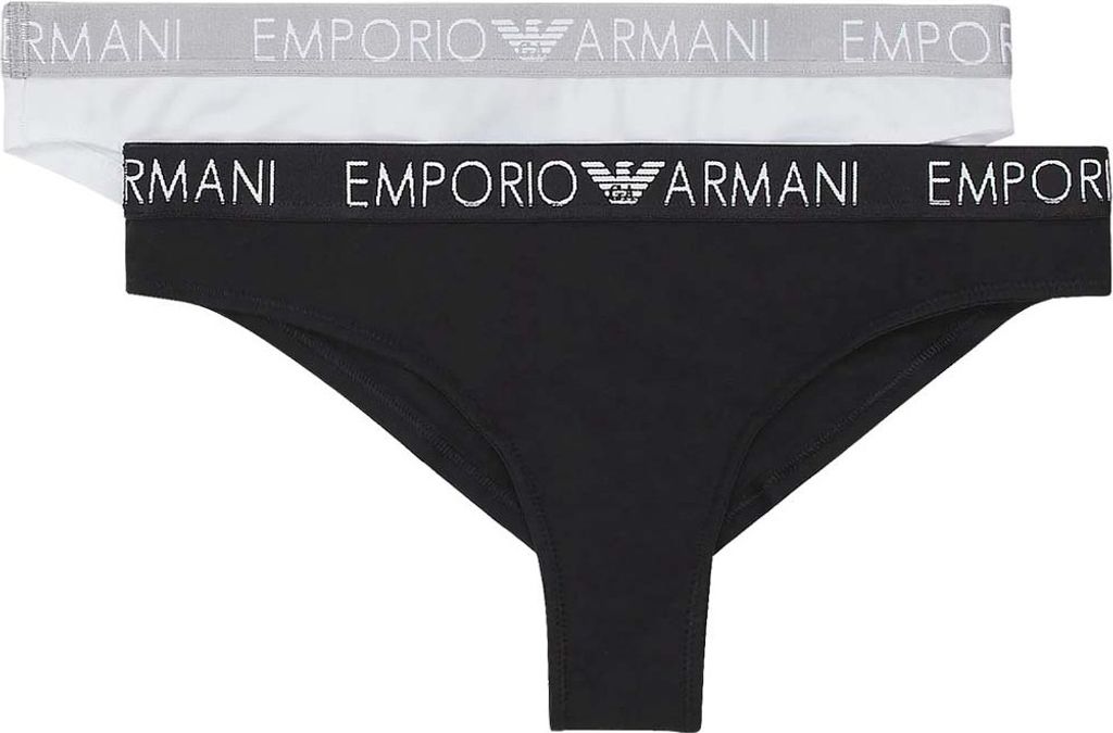 EMPORIO ARMANI Damen Slips Brazilian Briefs (2er Pack) XL Weiß/Schwarz