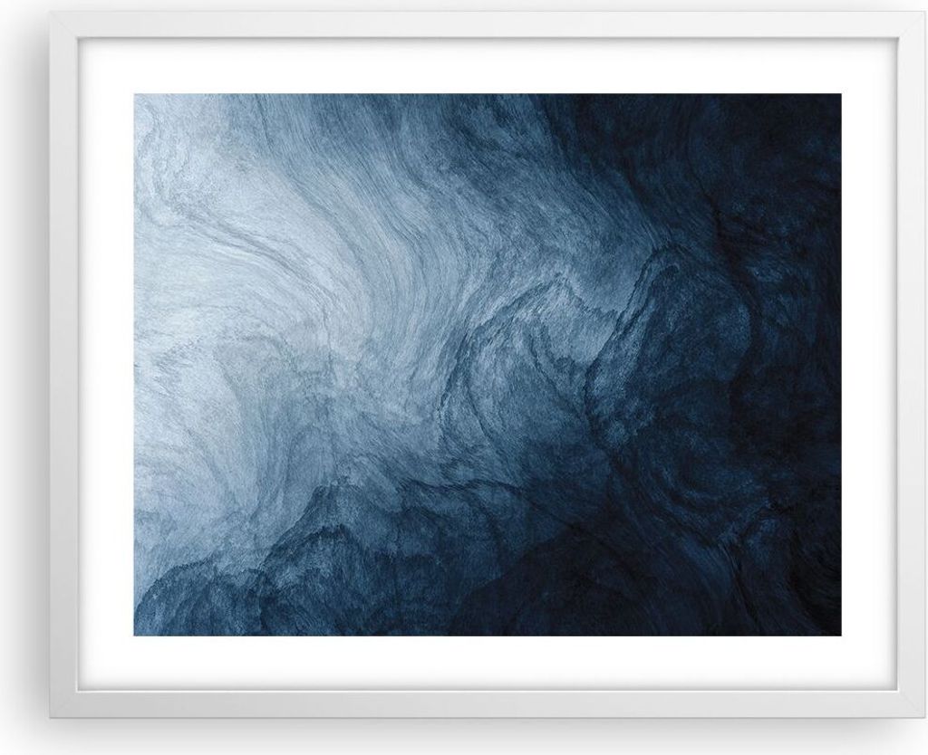 Gerahmtes Poster - Weißer Rahmen - Wasser Blau Farbe - 50x40 cm - Wand Bild - Wanddeko - Wandbilder - Kunstposter - Wandposter - Bilderrahmen - Bi...