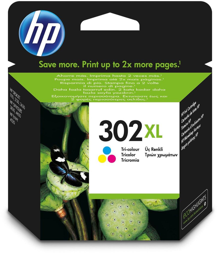 Cartucho de tinta tricolor HP 302XL, cian, magenta, Imagen del producto 