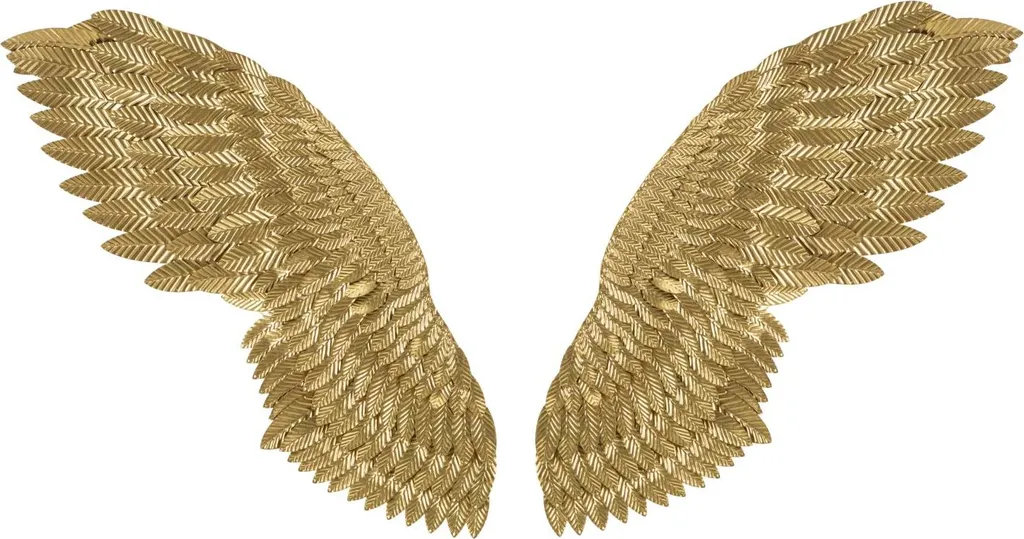 Décoration murale Ailes d'ange dorées en relief - Set de 2 pièces 60cm