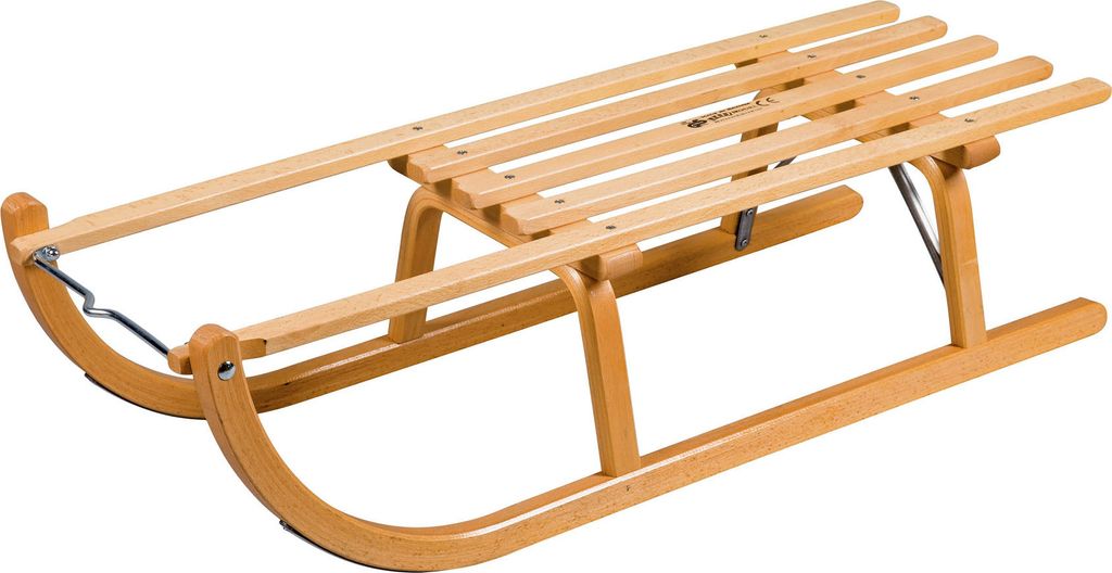 A wooden sled on a white background.