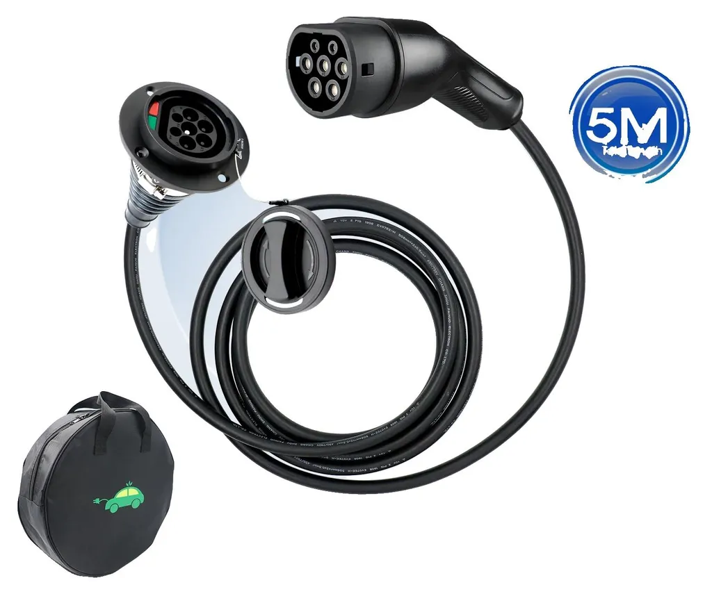 Câble de recharge Type 2 Triphasé 11kW 16A 5m pour Voiture Électrique