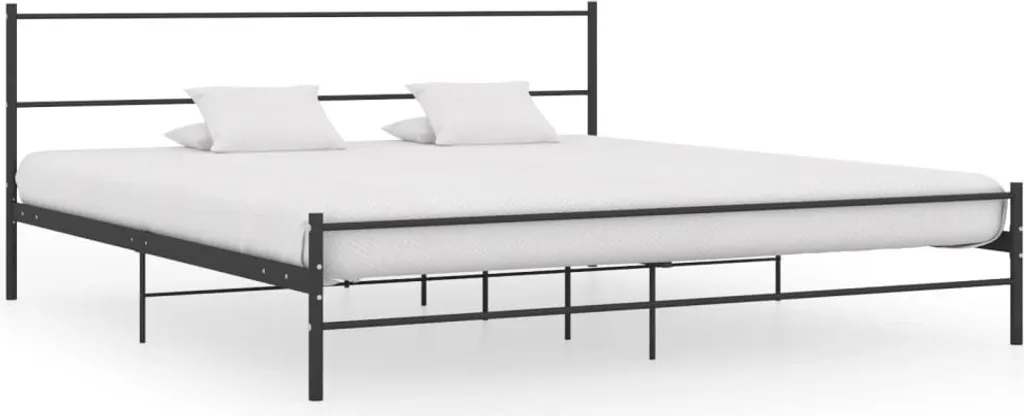 Grand lit adulte 180x200 cm The Living Store - Cadre de lit noir métal