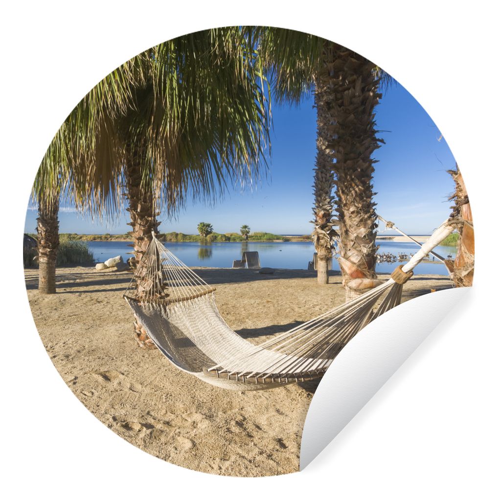 MuchoWow Runde Wandtattoo - Wandsticker Tapete Aufkleber Strand - Hängematte - Entspannen Ø 30 cm Selbstklebend und Repositionierbar - Wandaufk...