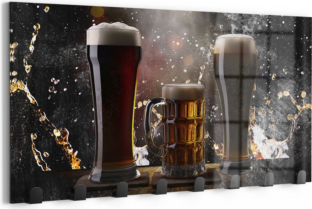 DEQOART Kleiderhaken Glas 60x30 cm 'Sprudelnde Vielfalt' Wand Garderobe beschreibbar Paneel